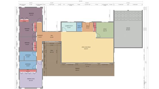 colored 2D floor plan designed with Cedreo