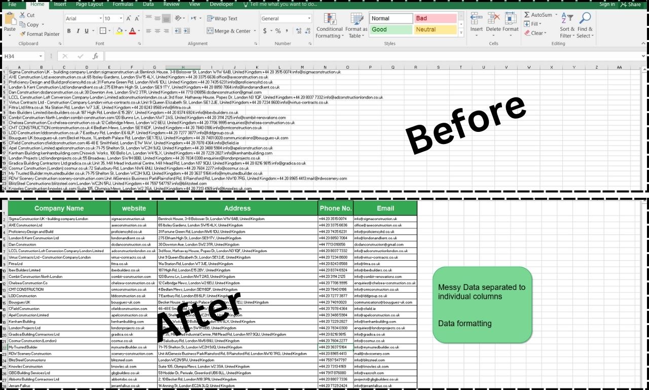 MS Excel Data Cleaning